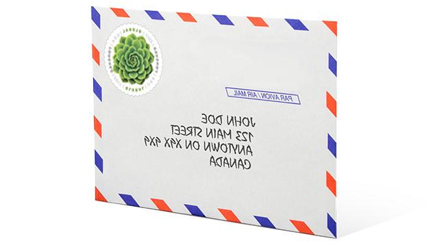 Image of an Air 邮件 envelope with a First-Class Global Forever® stamp.